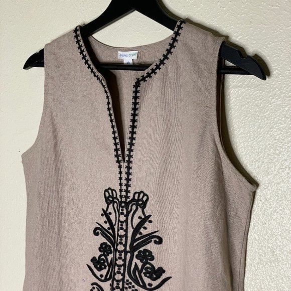 Sigrid Olsen Sleeveless Embroidered A-Line Linen Midi Dress - Picture 2 of 8